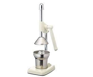 KitchenCraft Living Nostalgia Robusto Spremiagrumi a Pressa Manuale, Tazza Raccoglitore e Colino Sicuri in Lavastoviglie, Pressione fino a 360 kg, Crema