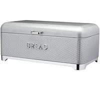 KitchenCraft Lovello Textured Contenitore per pane motivo geometrico, Argento (Shadow Grey), 42 x 22 x 18 cm (16.5 "x 8.5" x 7 ")