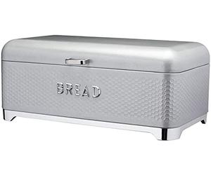 KitchenCraft Lovello Textured Contenitore per pane motivo geometrico, Argento (Shadow Grey), 42 x 22 x 18 cm (16.5 "x 8.5" x 7 ")