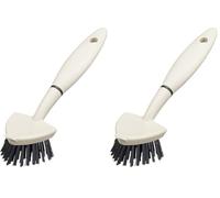 KitchenCraft Natural Elements Spazzola con Testa Triangolare Ecosostenibile, in Plastica Riciclabile e Setole Antigraffio in Paglia, Adatta per Piatti, Bicchieri e Padelle Antiaderenti, Grigio, 22 cm