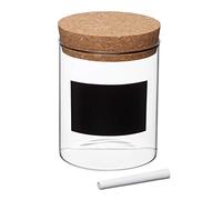 KitchenCraft Natural Elements Vasetto / Barattolo in Vetro con Coperchio in Sughero ed Etichetta a Lavagna, 700 ml