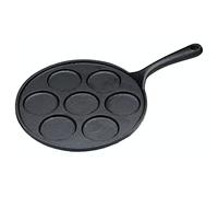 KitchenCraft Padella per blini a 7 fori in ghisa a prova di induzione, 24 cm (9,5"), nero
