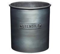 KitchenCraft Portautensili in metallo in stile vintage, contenitore per cucchiai e accessori da cucina, 13,5 x 14,5 cm - Grigio