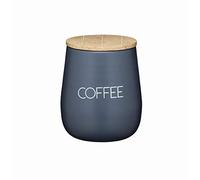 KitchenCraft Serenity Barattolo da Caffè in Ferro con Coperchio Ermetico in Legno di Mango, 12,5 cm x 15 cm - Grigio / Marrone