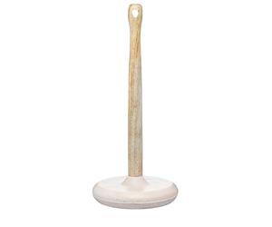 KitchenCraft Serenity Porta Rotolo da Cucina in Legno di Mango e Marmo, 15 cm x 36 cm - Marrone / Rosa