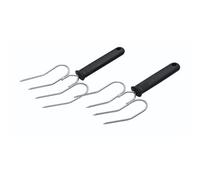 KitchenCraft Forchette per pollame, sollevatori di carne e tacchino, acciaio inox, 22 x 9 cm, set di 2, nero/argento