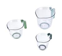 KitchenCraft - Set di 3 caraffe dosatrici, impilabili, salvaspazio, con manici verdi e blu, per ingredienti secchi e liquidi, per cucinare, preparare dolci, servire