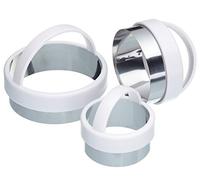 KitchenCraft Set di tagliapasta da 3 pezzi, rotondo, bordo liscio, ideale per focaccine, biscotti, torte salate e altro, acciaio inox/plastica, dimensioni assortite, argento