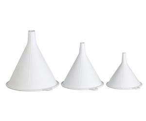 KitchenCraft Set di 3 Imbuti in Plastica per Uso Alimentare, Diametri da 6,5 cm, 7,5 cm e 9,5 cm - Bianco