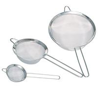 KitchenCraft Setaccio da cucina a maglie fini in acciaio inox (set da 3 pezzi), argento