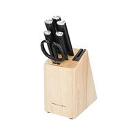 KitchenCraft Set di coltelli da 6 Pezzi con Blocco, Stainless Steel, Nero
