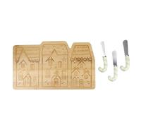 KitchenCraft Set di formaggi in bambù della collezione Schiaccianoci, 4 pezzi, confezione regalo, ceramica, marrone