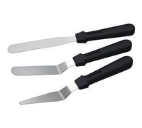 KitchenCraft Set di spatole per torte con 3 coltelli a paletta in acciaio inox per la cottura, argento/nero