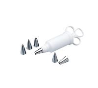 KitchenCraft Sweetly Does It Set Siringa da Decorazione in Plastica per Zucchero con 6 Beccucci in Acciaio Inox, Colore Bianco