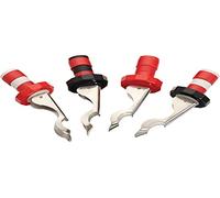 KitchenCraft Tappi per bottiglie con braccio a leva, set di 4 tappi per vino in acciaio inox/plastica con tappo per birra incorporato, multicolore, 3,5 x 3,5 x 10 cm