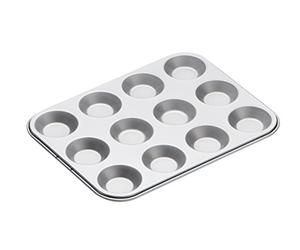 KitchenCraft Teglia Antiaderente per Muffin e Tortini, 12 Stampi Bassi, 31,5 x 24 cm