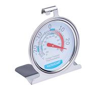 KitchenCraft Termometro per frigorifero e congelatore con guida alla temperatura minima e massima, quadrante chiaro, acciaio inossidabile, argento