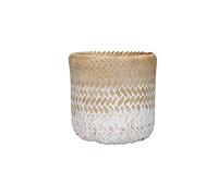 KitchenCraft Fioriera di bambù, vaso per piante da interno, fioriera naturale intrecciata con design Ombre bianco e marrone, 12 x 12 x 11,5 cm, White & Brown Ombre