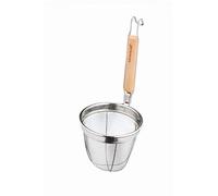 KitchenCraft World of Flavours Cestino per spaghetti con manico, acciaio inox / eucalipto, 14 x 16 x 34 cm