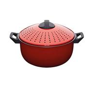 KitchenCraft World of Flavours Cuocipasta con Coperchio Scolapasta, Colore Rosso, 4 Litri
