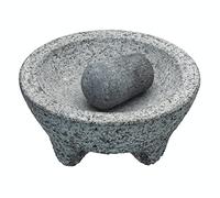 KitchenCraft World of Flavours Set pestello e mortaio messicano, granito naturale, 20 cm (8''), grigio