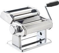 KitchenCraft World of Flavours Pasta Maker, Macchina per la pasta manuale con 9 spessori regolabili, doppia taglierina italiana Deluxe, Acciaio inossidabile