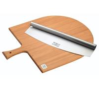 KitchenCraft World of Flavours Set di taglierini per pizza in legno e mezzaluna