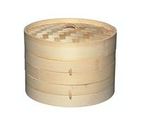 KitchenCraft World of Flavours Cestello per cottura a vapore in bambù da 20 cm, a 2 livelli, ideale per Dim Sum, verdure, Bao Buns, carne e pesce, beige