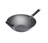 KitchenCraft World of Flavours Wok Carbon Non Stick, Wok in acciaio al carbonio, padella extra large, 36 cm (14''), nero