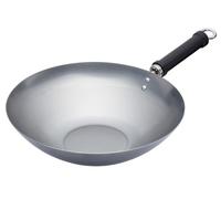 KitchenCraft World of Flavours Wok in acciaio al carbonio cinese non rivestito e sicuro per l'induzione, 30 cm