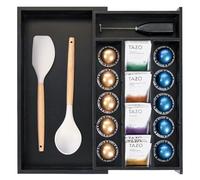 KitchenEdge Organizzatore per cassetto da cucina per bustine di tè e caffè, espandibile da 10 a 17 pollici, 10 scomparti per accessori con inserti a parete regolabili, 100% legno di bambu