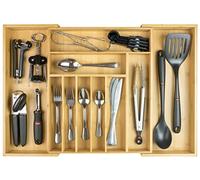 KitchenEdge Premium Argenteria, Posate E Organizer per Utensili per Cassetti Da Cucina, Espandibile Fino a 63.5cm Di Larghezza, 10 Scomparti, 100% Bambù
