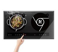 KitchenRaku Tappetino per piano cottura a induzione 2 pezzi - Protezione per piano cottura a induzione - (magnetica) per piano cottura a induzione (Nero, 24cm)