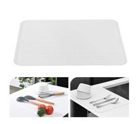 KitchenRaku Tappetino scolapiatti 30x40cm, Resistente al calore,Sottobicchieri in silicone antiscivolo, Presine, Tovaglietta, Ripiano per cucchiai (Trasparente)