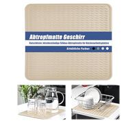 KitchenRaku Tappetino scolapiatti, Resistente al calore,Sottobicchieri in silicone antiscivolo, Presine, Tovaglietta, Ripiano per cucchiai (Beige Chiaro, 30x40cm)