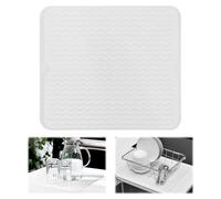 KitchenRaku Tappetino scolapiatti, Resistente al calore,Sottobicchieri in silicone antiscivolo, Presine, Tovaglietta, Ripiano per cucchiai (Bianco, 30x40cm)