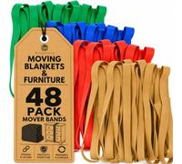 kitchentoolz Mover - Confezione da 48 elastici in gomma per mobili, extra large, per spostare coperte e mobili, varie misure 63,5 cm, 76,2 cm, 91,4 cm e 106,7 cm, 48 bande mobili in totale