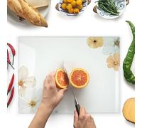 Kitchenville Tagliere da Cucina in Vetro Temperato 40×30 cm - Infrangibile, Antigraffio, Antiscivolo & Resistente al Calore - Motivo Floreale