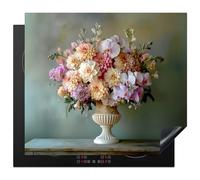 KitchenYeah© Coperchio Piano Cottura 60x52 cm Cucina Copri Fornelli Tappetino Induzione Antiscivolo Piastra Protezione Orchidea - Bouquet - Vaso - Fiori