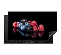 KitchenYeah© Coperchio Piano Cottura 91x52 cm Cucina Copri Fornelli Tappetino Induzione Antiscivolo Piastra Protezione Frutta - Rosso - Mirtillo - Lampone - Nero - Natura morta