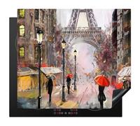 KitchenYeah© Copertura Tappetino Piano Induzione 57x51 cm Cucina Coprifornelli Protezione per Piano Induzione Parigi - Torre Eiffel - Pittura