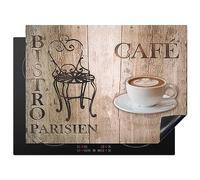 KitchenYeah© Copertura Tappetino Piano Induzione 71x52 cm Cucina Coprifornelli Protezione per Piano Induzione Bistro Parisien - Caffè - Vintage