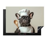 KitchenYeah© Copertura Tappetino Piano Induzione 75x52 cm Cucina Coprifornelli Protezione per Piano Induzione Occhiali - Cane - Cuoco