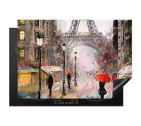 KitchenYeah© Copertura Tappetino Piano Induzione 75x52 cm Cucina Coprifornelli Protezione per Piano Induzione Parigi - Torre Eiffel - Pittura