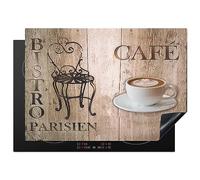 KitchenYeah© Copertura Tappetino Piano Induzione 75x52 cm Cucina Coprifornelli Protezione per Piano Induzione Bistro Parisien - Caffè - Vintage