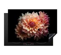 KitchenYeah© Copertura Tappetino Piano Induzione 78x52 cm Cucina Coprifornelli Protezione per Piano Induzione Dalia - Fiori - Rosa - Nero - Botanica