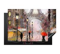 KitchenYeah© Copertura Tappetino Piano Induzione 78x52 cm Cucina Coprifornelli Protezione per Piano Induzione Parigi - Torre Eiffel - Pittura