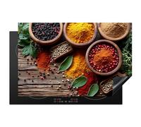 KitchenYeah© Copertura Tappetino Piano Induzione 80x52 cm Cucina Coprifornelli Protezione per Piano Induzione Erbe - Spezie - Natura morta - Foglie - Cucina