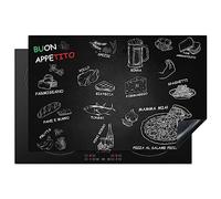 KitchenYeah© Copertura Tappetino Piano Induzione 80x52 cm Cucina Coprifornelli Protezione per Piano Induzione Italiano - Erbe - Spezie - Pizza - Spaghetti - Italia - Buon Appetito