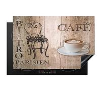 KitchenYeah© Copertura Tappetino Piano Induzione 80x52 cm Cucina Coprifornelli Protezione per Piano Induzione Bistro Parisien - Caffè - Vintage